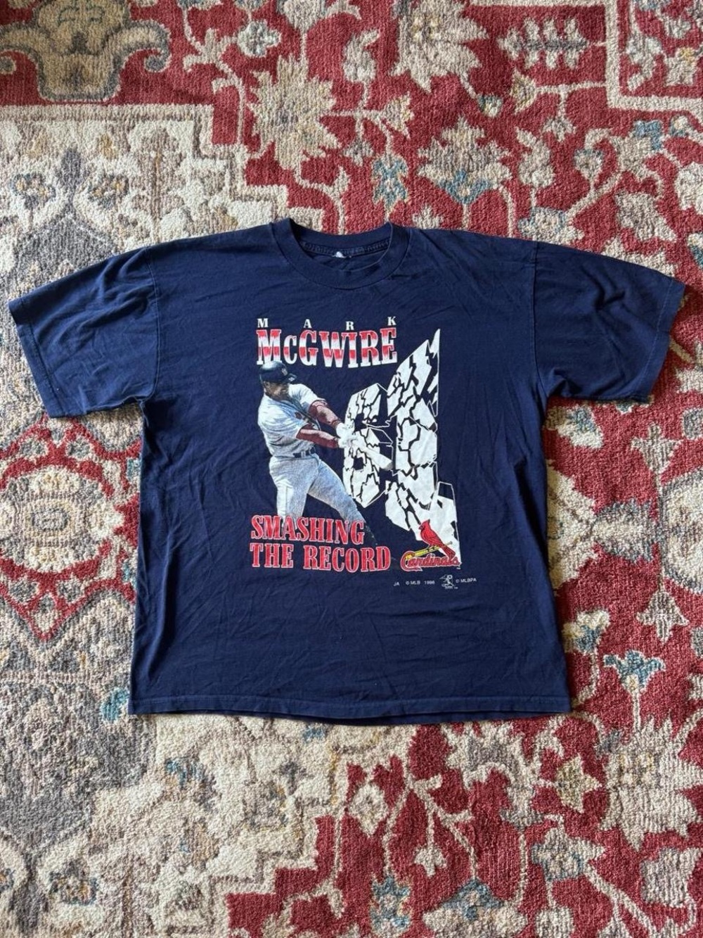 MLB Mark McGwire Navy Graphic Tee with Red and White Print